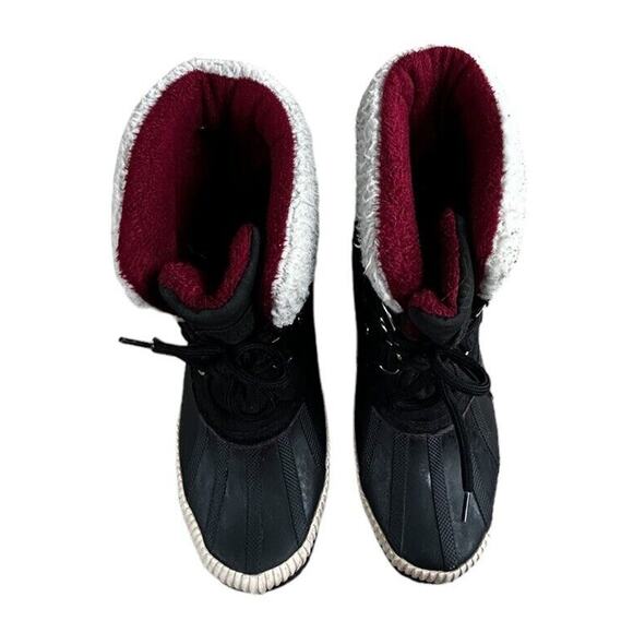 Tommy Hilfiger Black Twebonie Duck Boots Women’s Sz 7M Leather Faux Fur Winter - Picture 7 of 9